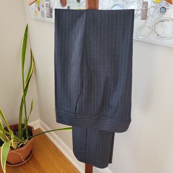 Periphery Grey and Camel Pinstriped Wool Blend Pants US 6 - Picture 4 of 12